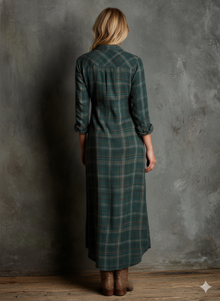 Damska Bawełniana Sukienka Maxi w Kratę | Elegancka i Zwiewna Sukienka Letnia
