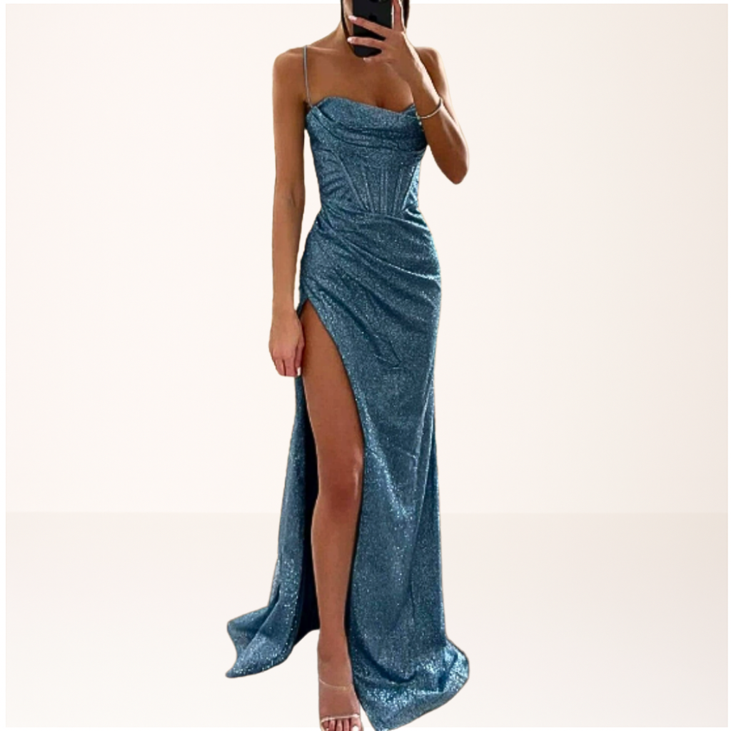Damska Cekiniasta Sukienka Maxi | Elegancka Długa Sukienka Wieczorowa na Wesele