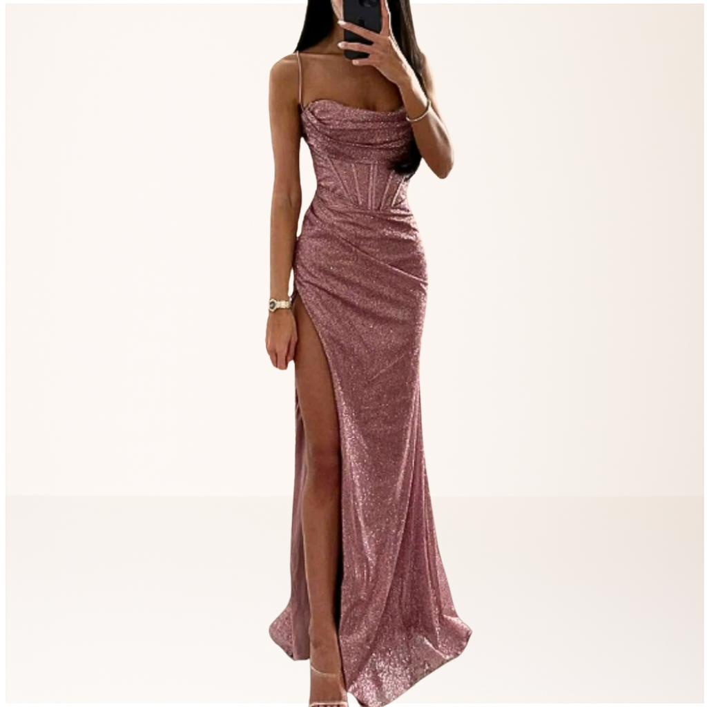 Damska Cekiniasta Sukienka Maxi | Elegancka Długa Sukienka Wieczorowa na Wesele
