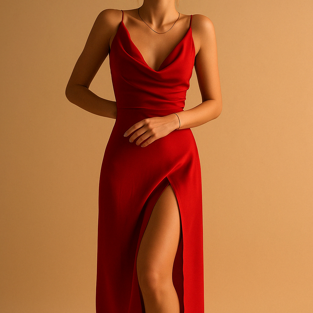 Damska Elegancka Sukienka Maxi | V-Neck Formalna Sukienka na Wesele | Wyrafinowana i Stylowa
