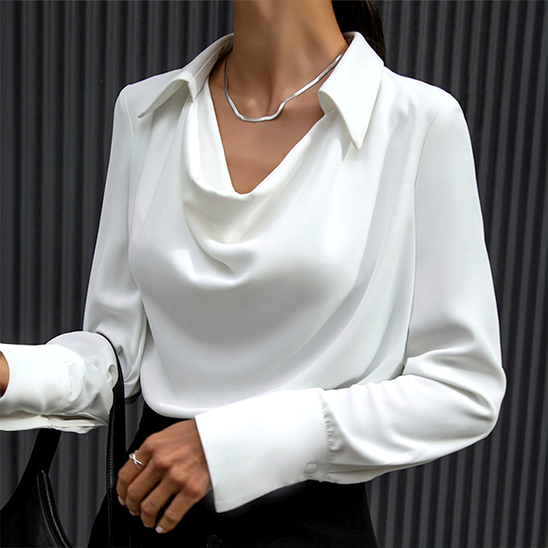 Damska Jedwabna Bluzka z Długim Rękawem | Elegancka Stylizacja do Biura i Uroczystości