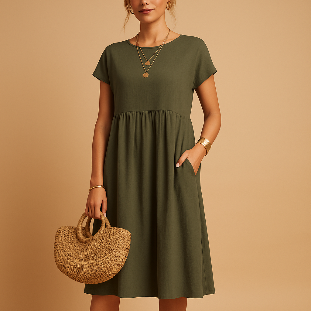 Damska Lekka Sukienka Midi | Elegancka Letnia Sukienka na Ciepłe Dni