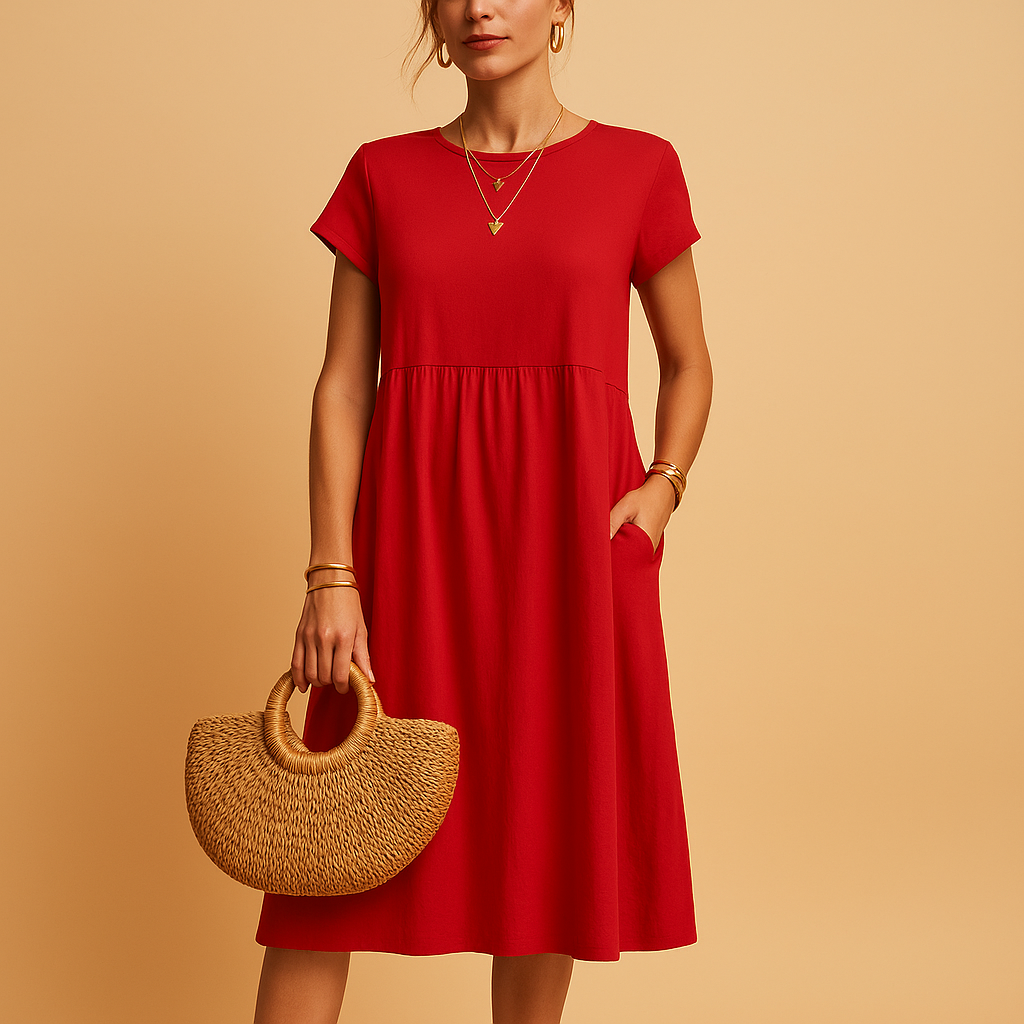 Damska Lekka Sukienka Midi | Elegancka Letnia Sukienka na Ciepłe Dni