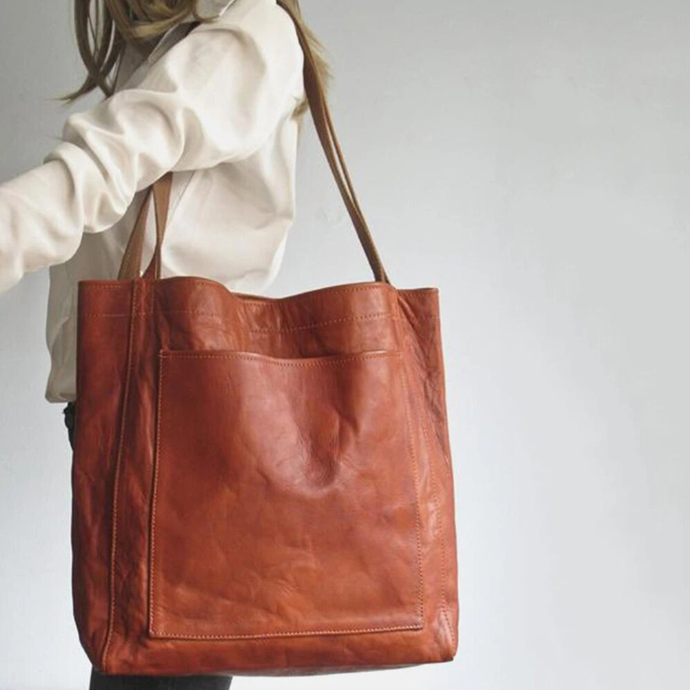 Damska Skórzana Torba na Ramię | Elegancka Przestronna Torebka Casual