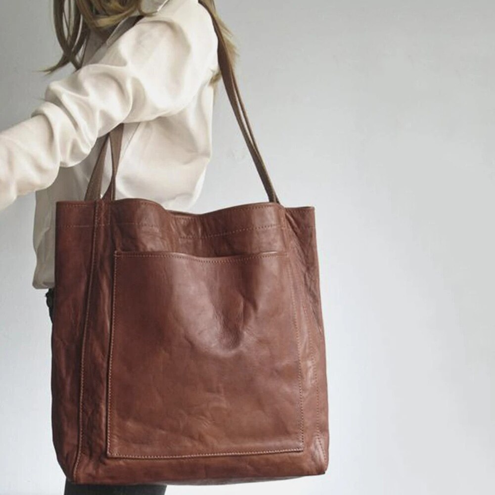 Damska Skórzana Torba na Ramię | Elegancka Przestronna Torebka Casual