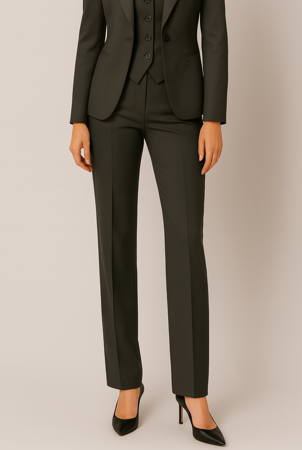 Damski Elegancki Garnitur Trzyczęściowy | Slim Fit Marynarka, Kamizelka i Spodnie