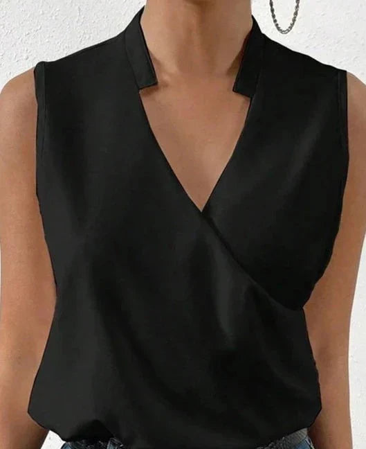 Damski Gładki Poliester Top | Elegancki Bez Rękawów Letni Top Damski