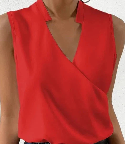 Damski Gładki Poliester Top | Elegancki Bez Rękawów Letni Top Damski