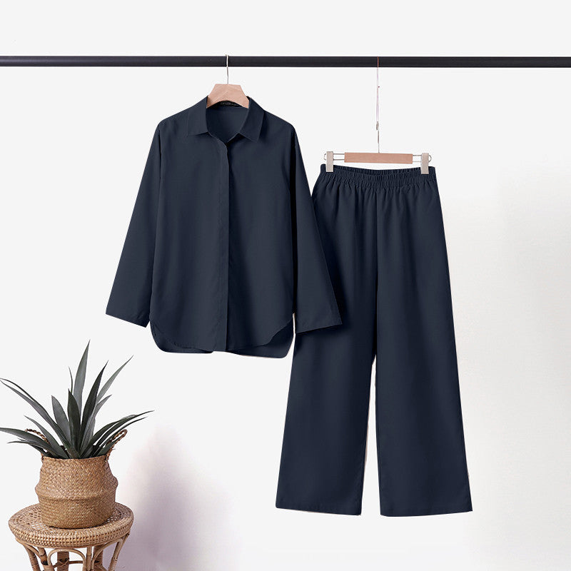 Damski Przewiewny Letni Komplet | Stylowy Top i Luźne Spodnie z Wysokim Stanem