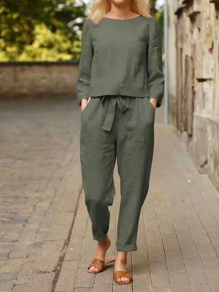 Damski Zestaw Wypoczynkowy z Bawełny | Elegancki i Wygodny Casual dla Kobiet