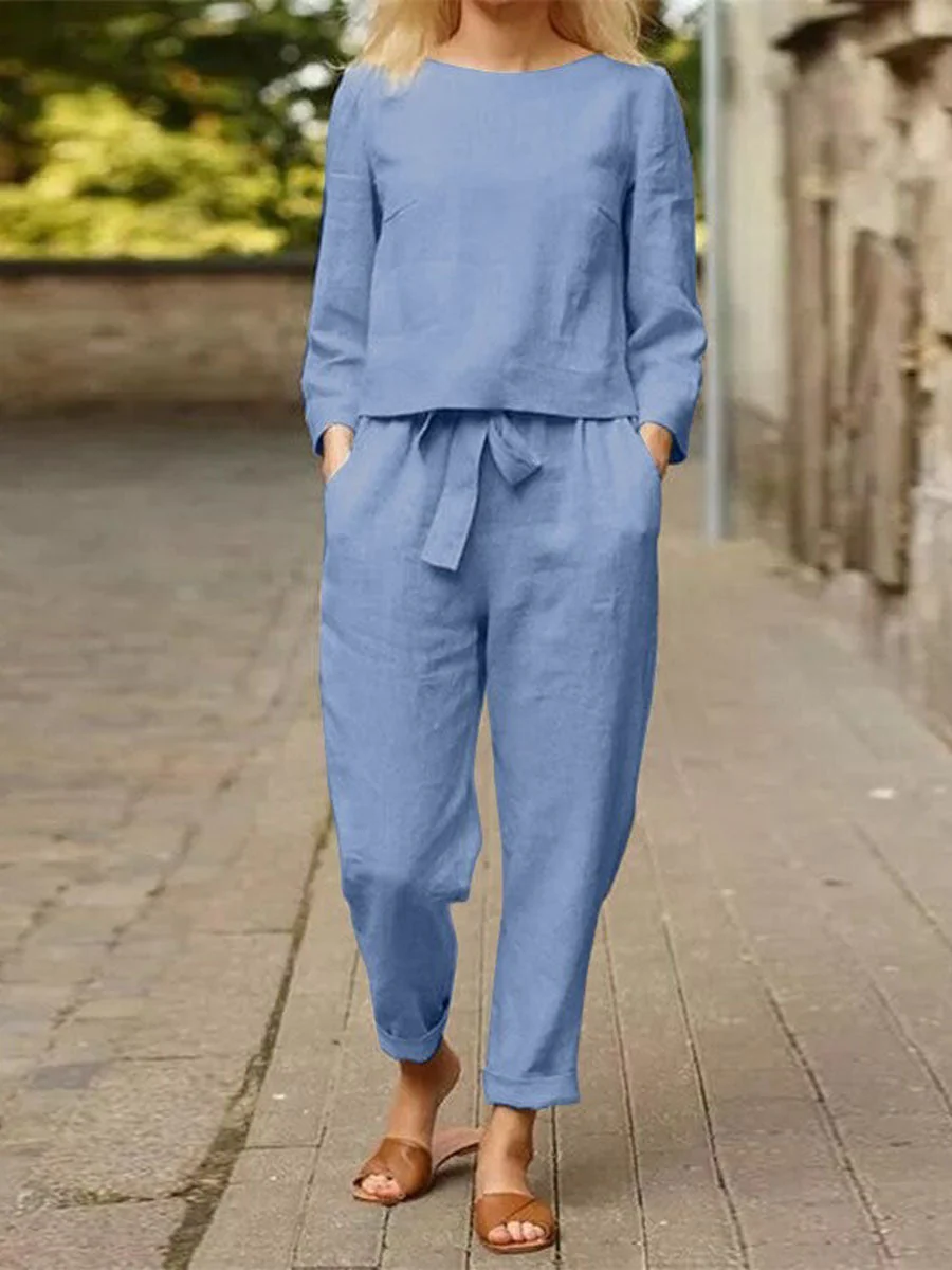 Damski Zestaw Wypoczynkowy z Bawełny | Elegancki i Wygodny Casual dla Kobiet