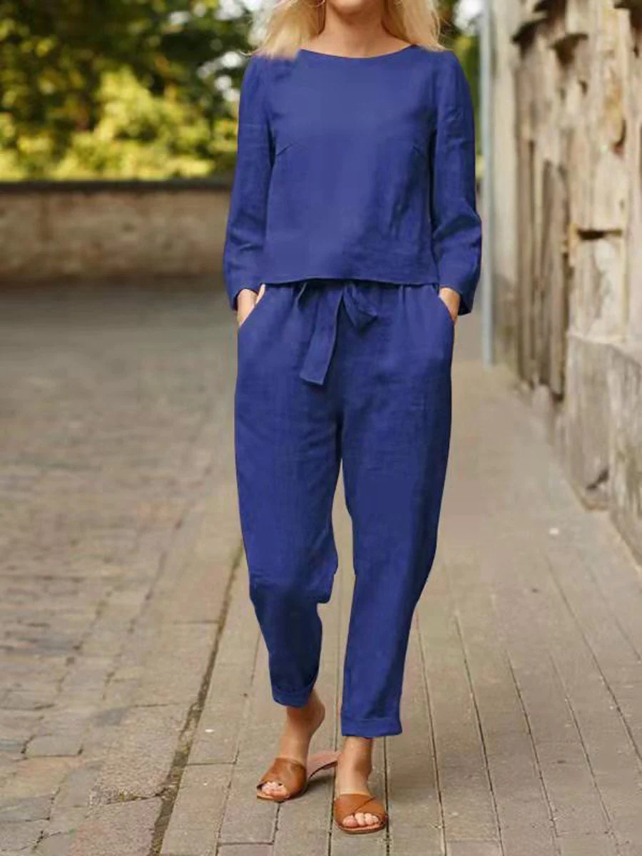 Damski Zestaw Wypoczynkowy z Bawełny | Elegancki i Wygodny Casual dla Kobiet