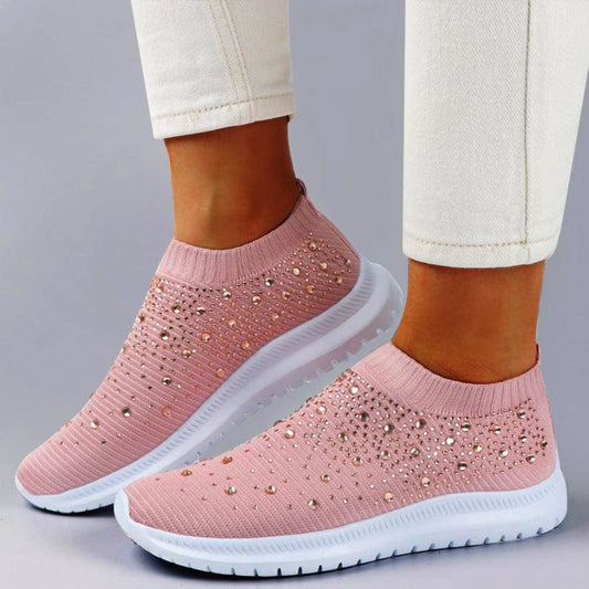 Damskie Amortyzowane Dzianinowe Trampki | Wygodne Wsuwane Sneakersy Do Codziennego Użytku