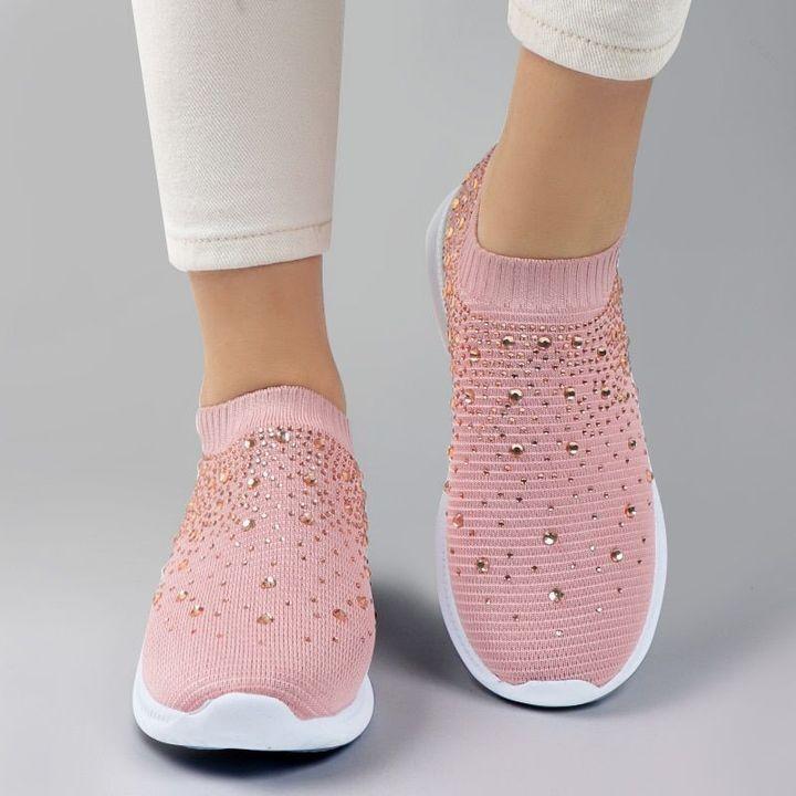 Damskie Amortyzowane Dzianinowe Trampki | Wygodne Wsuwane Sneakersy Do Codziennego Użytku