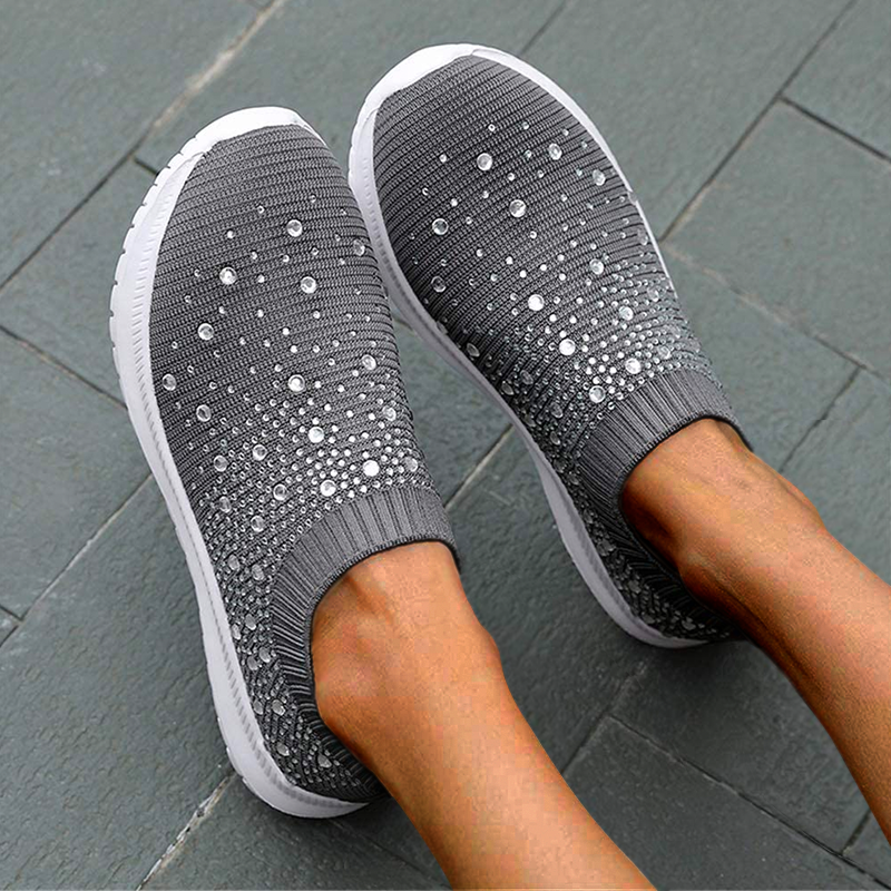 Damskie Amortyzowane Dzianinowe Trampki | Wygodne Wsuwane Sneakersy Do Codziennego Użytku