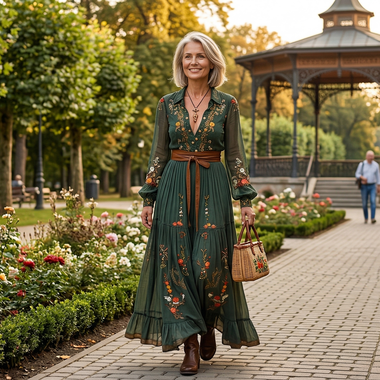 Damska Kwiatowa Sukienka Maxi | Elegancka Plisowana Letnia Sukienka na Wesele