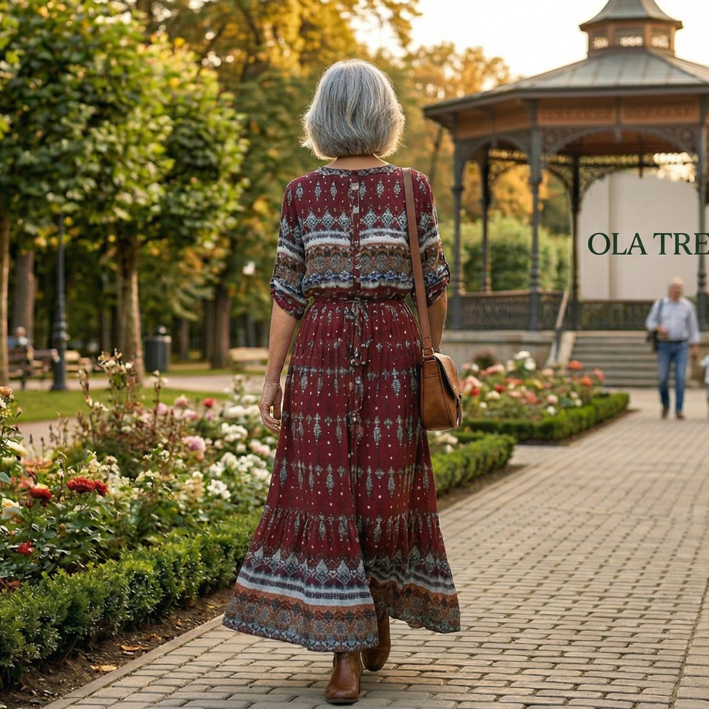 Damska Elegancka Tkanina Maxi Sukienka | Stylowa Letnia Sukienka w Boho Stylu z Dekoltem V