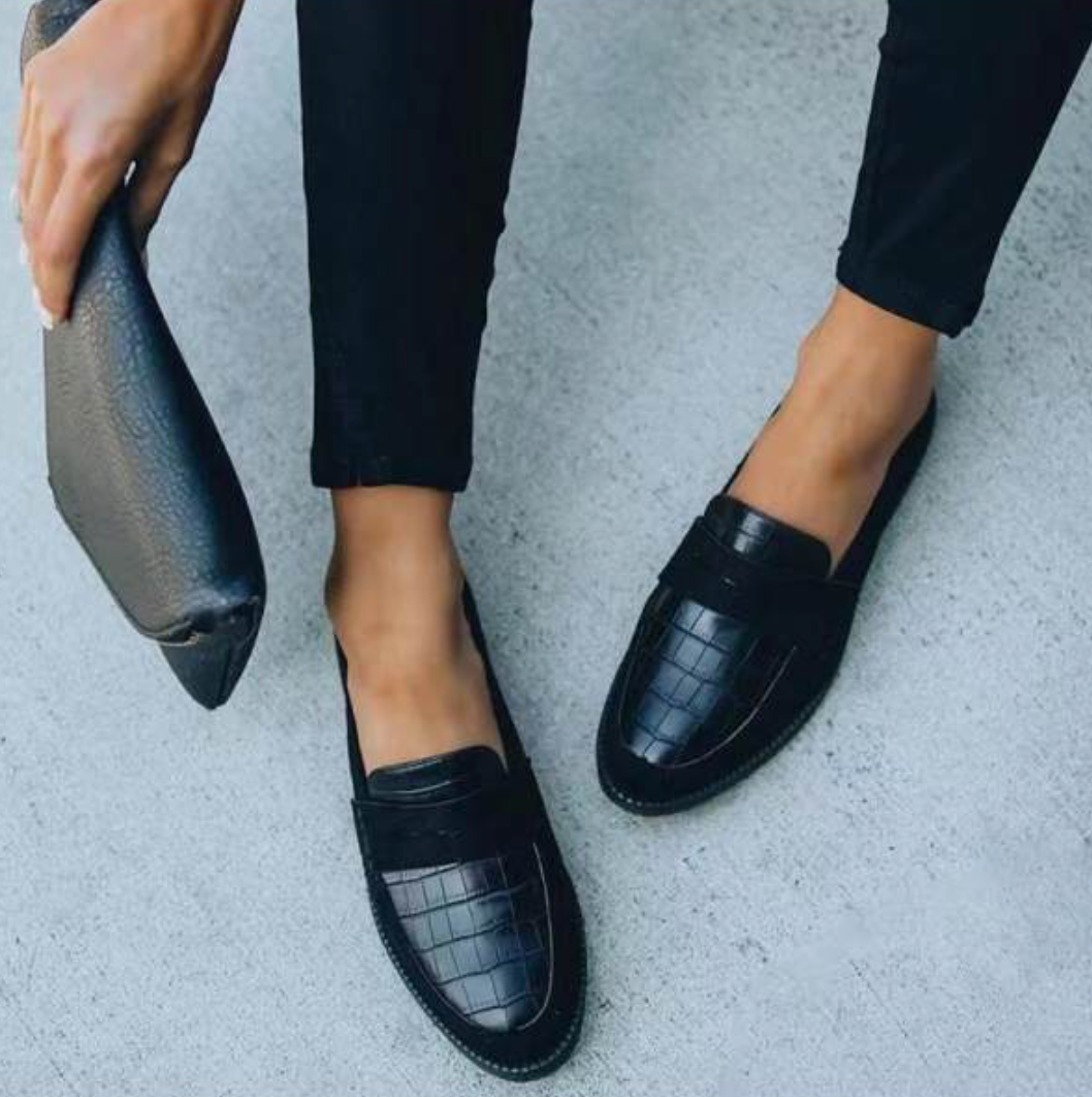 Kobiece Skórzane Mokasyny | Czarne Eleganckie Buty na Co Dzień