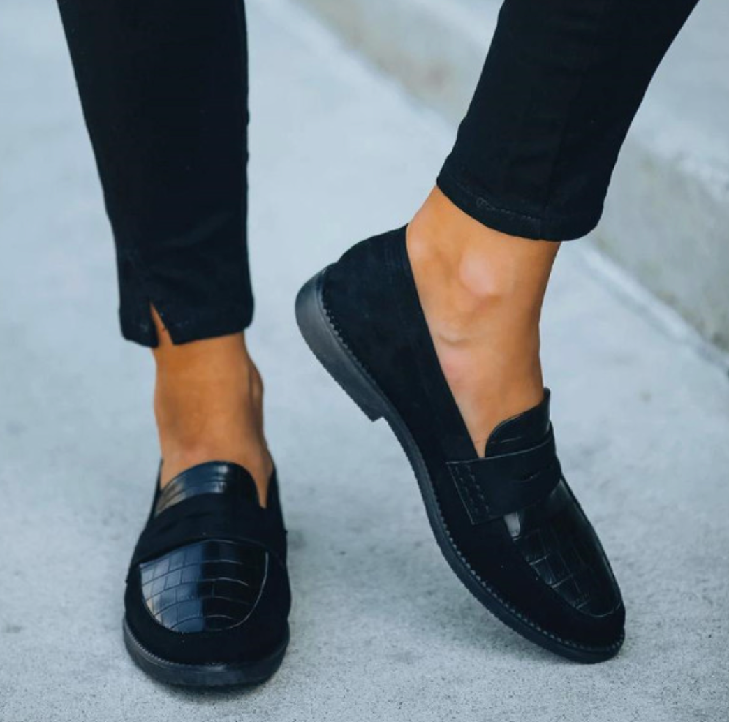 Kobiece Skórzane Mokasyny | Czarne Eleganckie Buty na Co Dzień