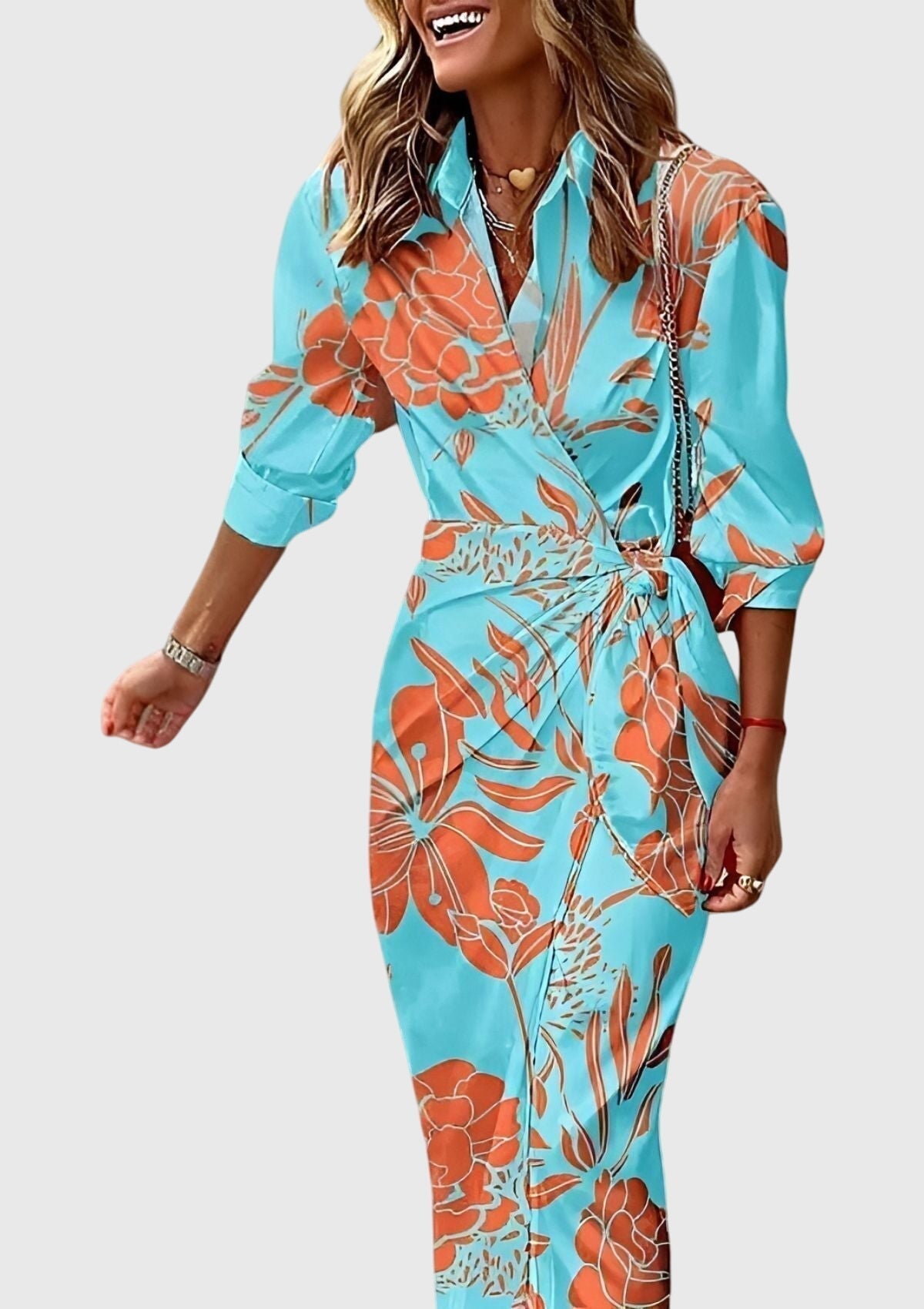 Kobieta | Lekka Tkanina | Sukienka Letnia | Elegancka | Kopertowa