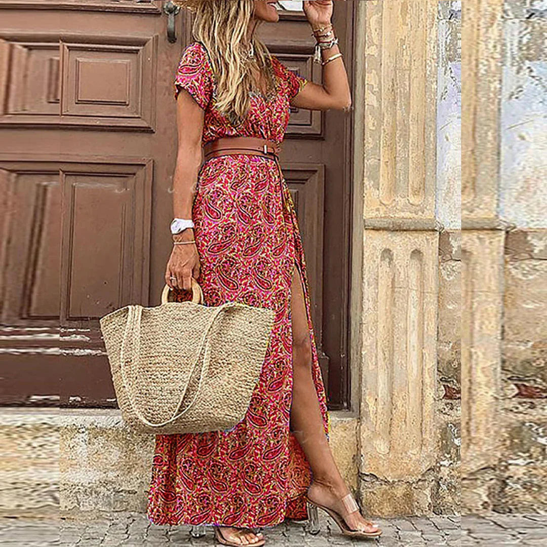 Kobieta's Lekka Zwiewna Sukienka Maxi | Elegancka Letnia Sukienka w Stylu Boho
