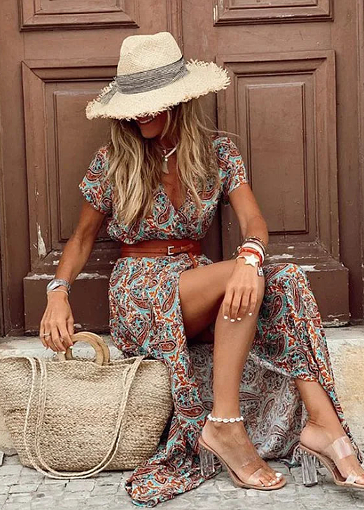 Kobieta's Lekka Zwiewna Sukienka Maxi | Elegancka Letnia Sukienka w Stylu Boho