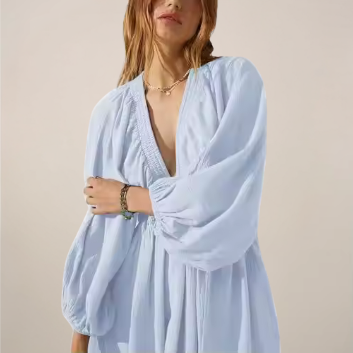 Kobieta's Luźna Mini Sukienka z Dekoltem w Kształcie Litery V | Elegancka Letnia Sukienka na Ciepłe Dni