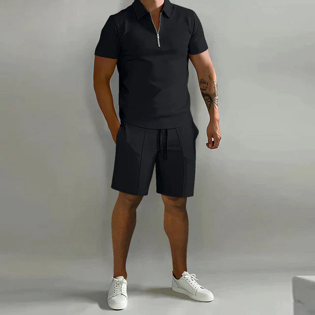 Men's Elegant Polo and Shorts Set | Stylish Casual Summer Outfit