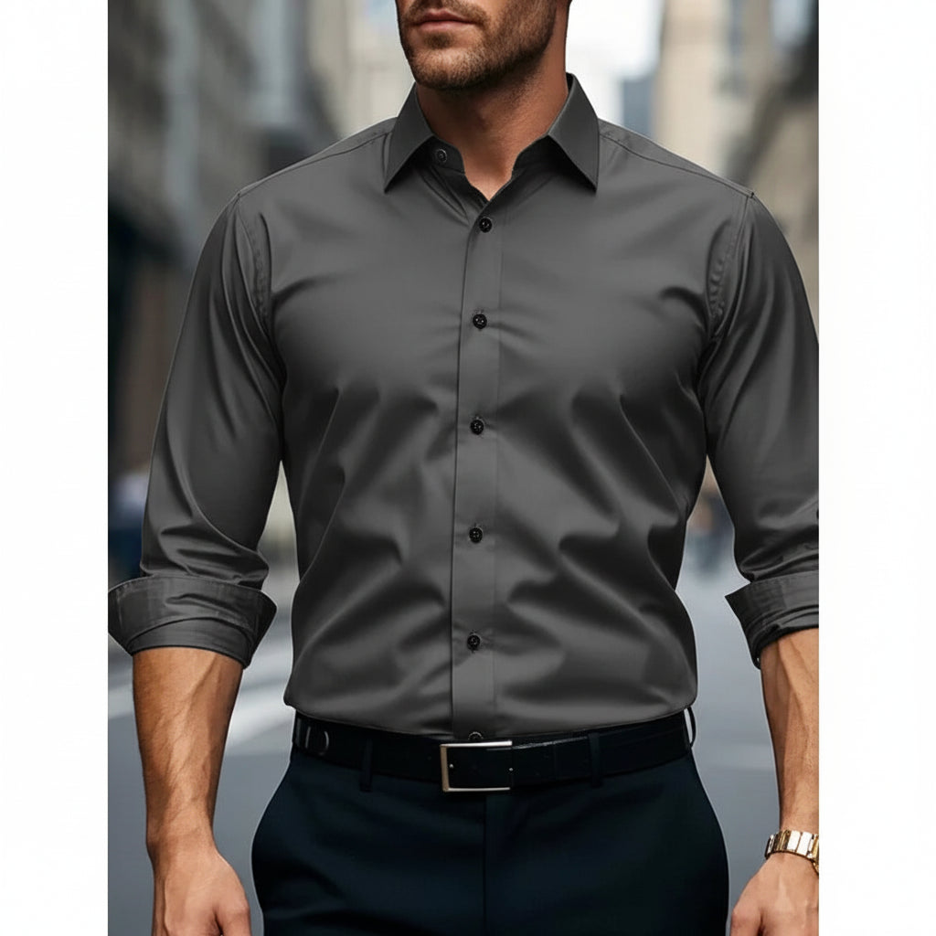 Męska Bawełniana Koszula Slim Fit | Elegancka Klasyczna Biała Koszula Długo Rękawowa