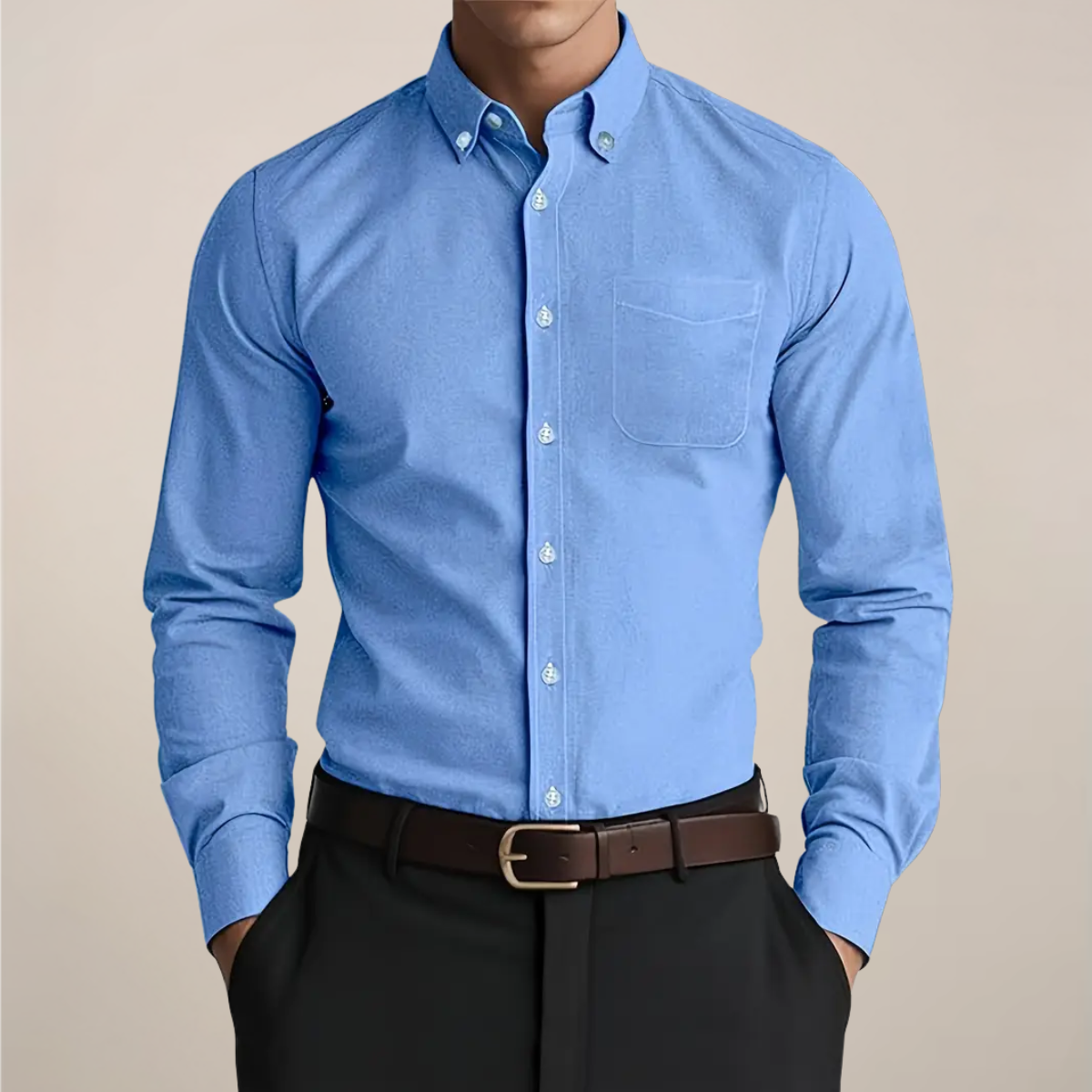 Męska Bawełniana Koszula z Długim Rękawem | Klasyczny Elegancki Smart-Casual Outfit