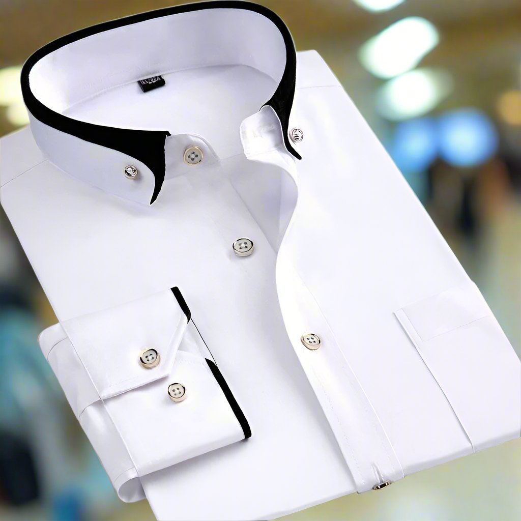 Męska Elegancka Koszula | Klasyczny Slim-Fit Model Biała lniana Koszula Męska