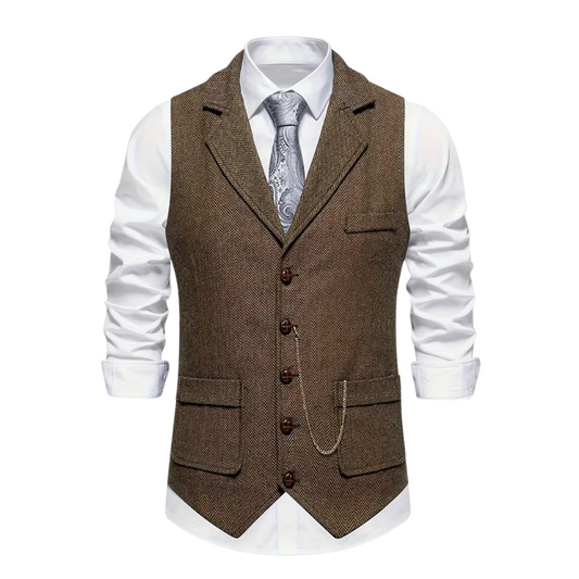 Męska Wzorzysta Kamizelka W Jodełkę | Elegancka Całoroczna Kamizelka