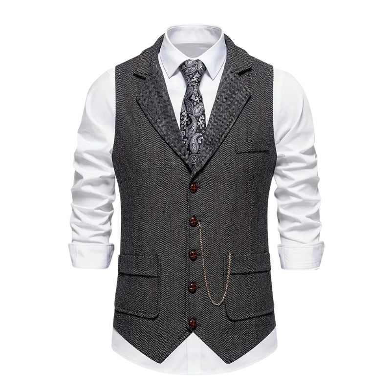 Męska Wzorzysta Kamizelka W Jodełkę | Elegancka Całoroczna Kamizelka
