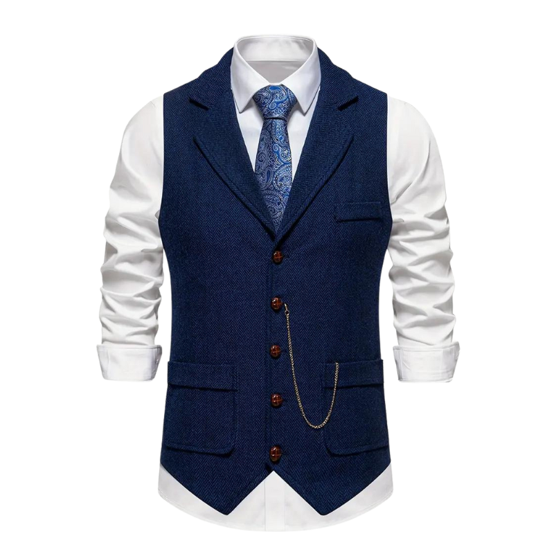 Męska Wzorzysta Kamizelka W Jodełkę | Elegancka Całoroczna Kamizelka