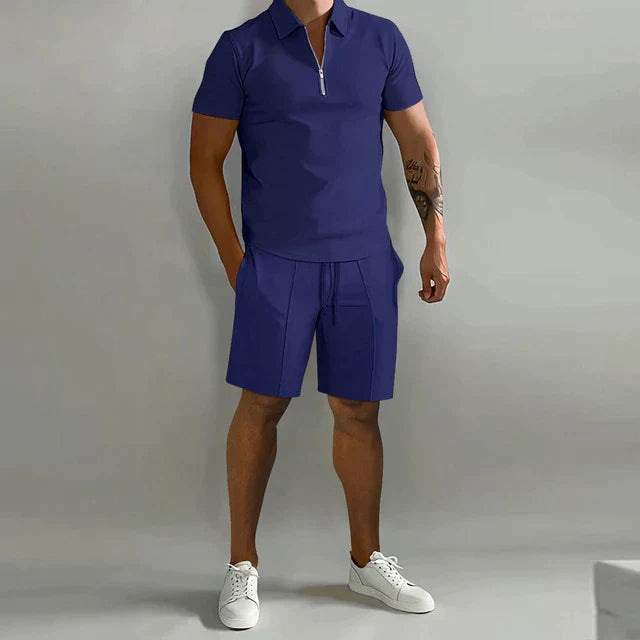 Męski Elegancki Zestaw Polo i Szorty | Stylowy Casual Letni Strój