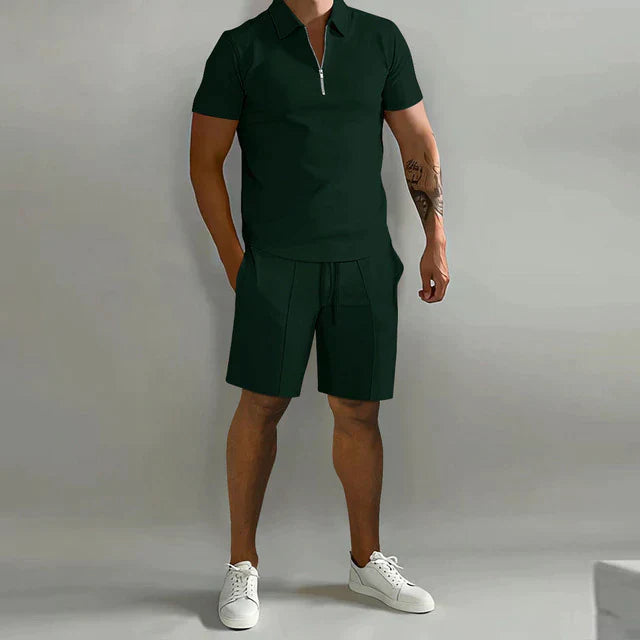 Męski Elegancki Zestaw Polo i Szorty | Stylowy Casual Letni Strój