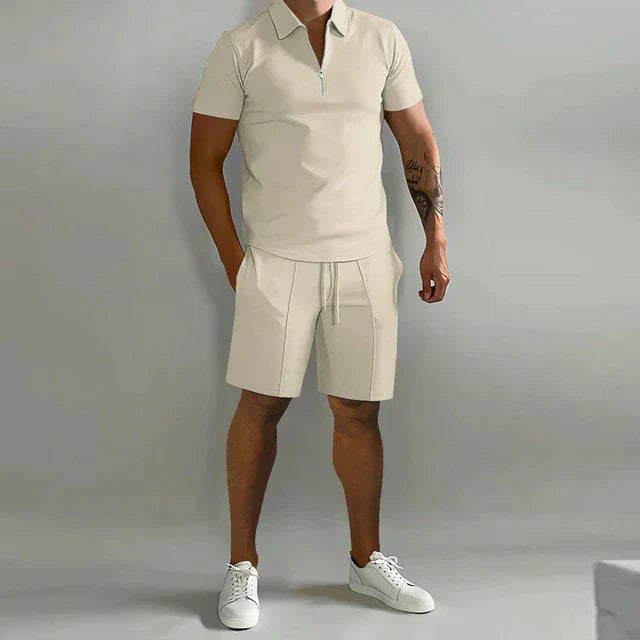 Męski Elegancki Zestaw Polo i Szorty | Stylowy Casual Letni Strój