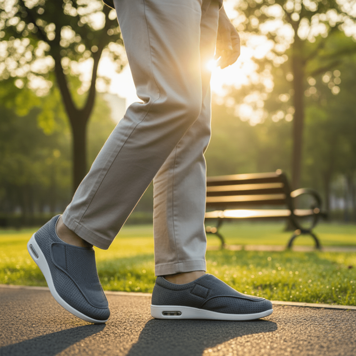 Męskie Oddychające Buty Diabetologiczne | Wygodne Slip-On z Płaską Podeszwą