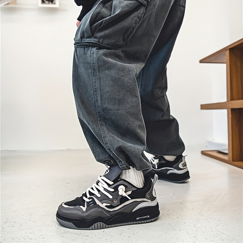 Męskie PU Sportowe Sneakersy | Nowoczesne Wygodne z Grubą Podeszwą