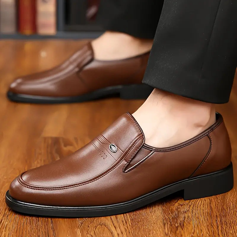 Męskie Polerowane Mokasyny Skórzane | Eleganckie Wsuwane Buty Penny