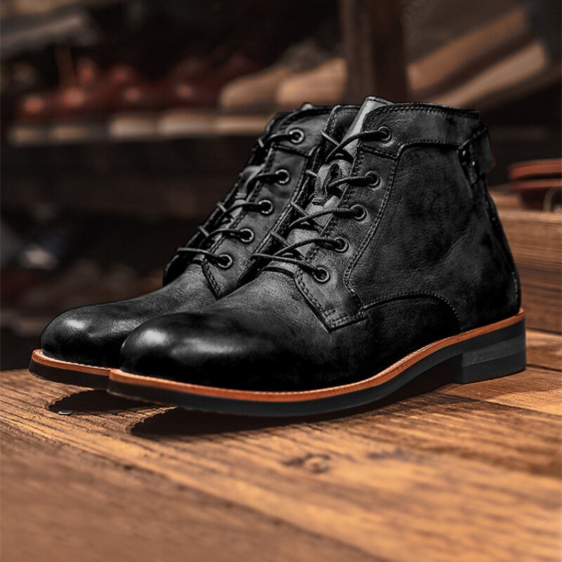Męskie Skórzane Botki | Klasyczne Sznurowane Buty | Eleganckie i Wygodne