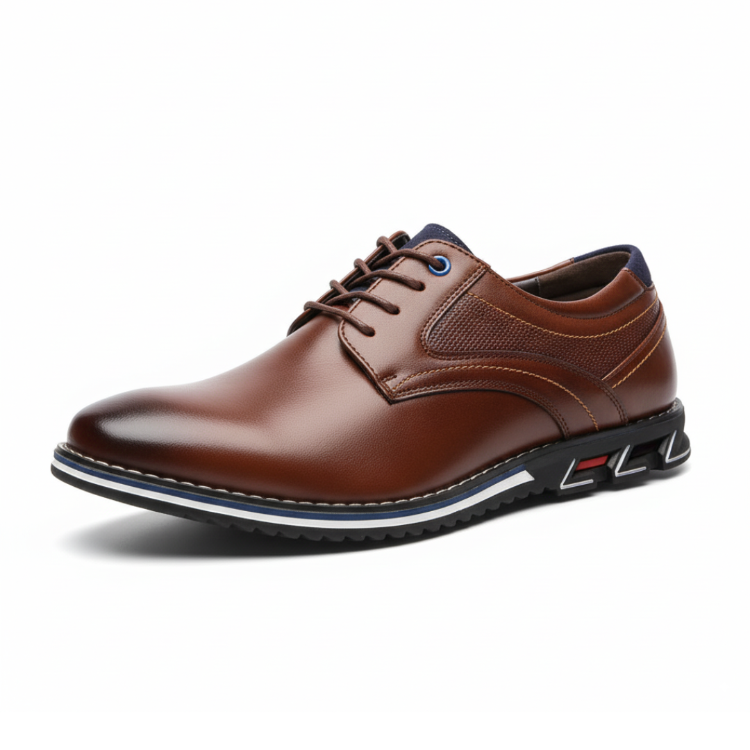 Męskie Skórzane Buty Biznesowe | Eleganckie Sznurowane Obuwie Codzienne z Wygodną Wkładką