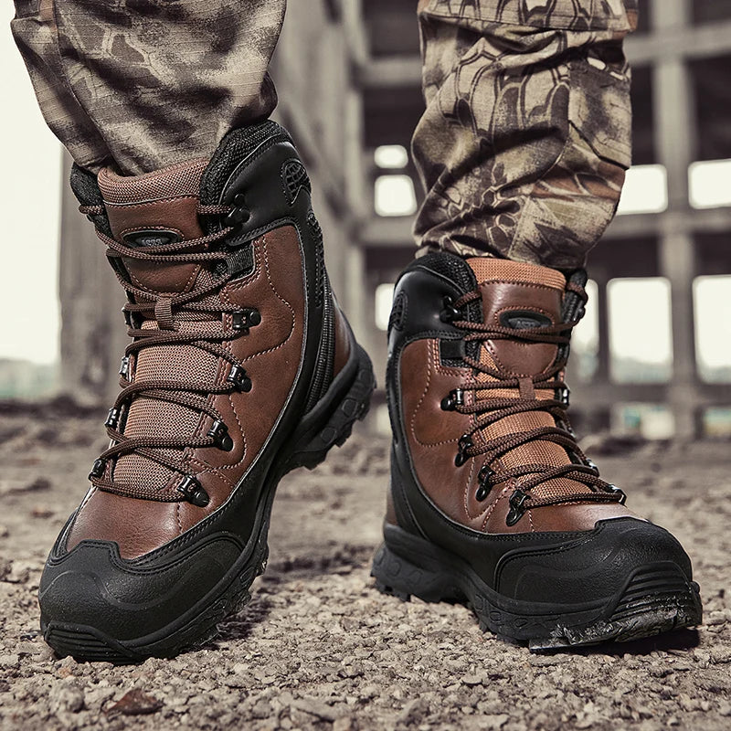 Męskie Syntetyczne Wysokie Buty Trekkingowe | Solidne i Wygodne Obuwie Outdoorowe