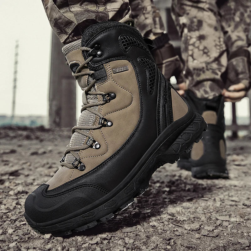 Męskie Syntetyczne Wysokie Buty Trekkingowe | Solidne i Wygodne Obuwie Outdoorowe