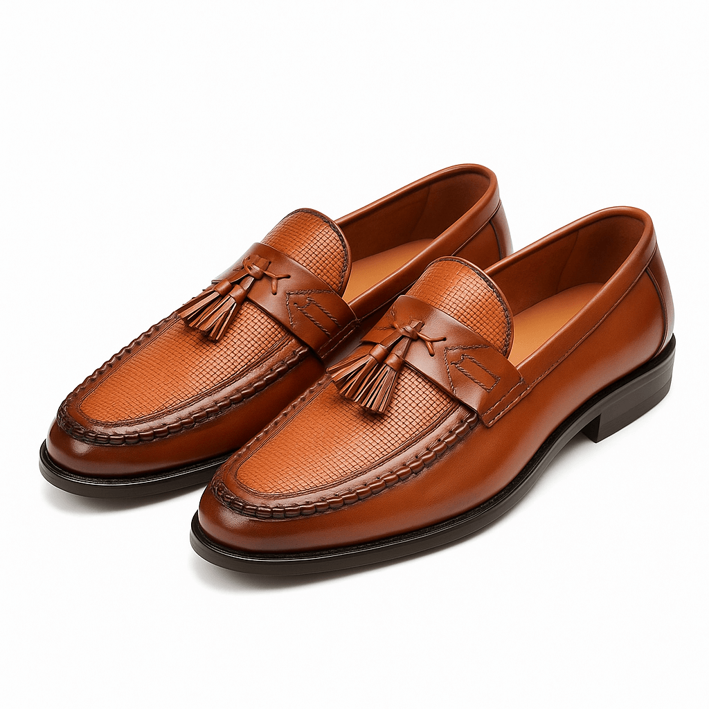 Męskie Tkane Mokasyny z Frędzlami | Eleganckie Czarne Buty Mokasyny