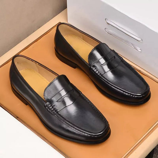 Męskie Wegańskie Mokasyny ze Sztucznej Skóry | Eleganckie Czarnie Wsuwane Buty
