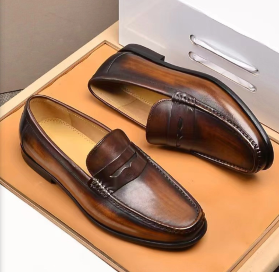 Męskie Wegańskie Mokasyny ze Sztucznej Skóry | Eleganckie Czarnie Wsuwane Buty