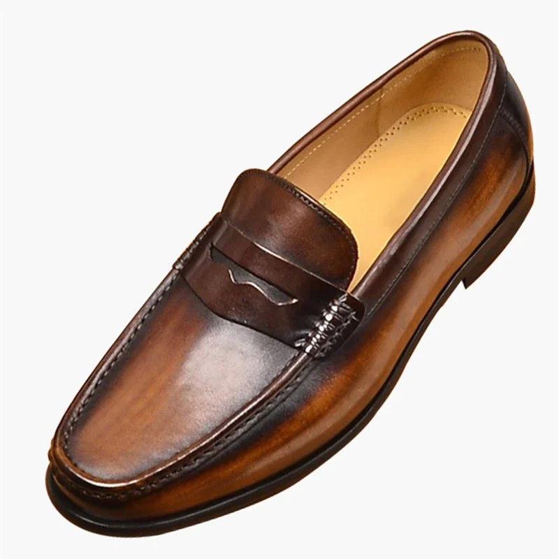 Męskie Wegańskie Mokasyny ze Sztucznej Skóry | Eleganckie Czarnie Wsuwane Buty