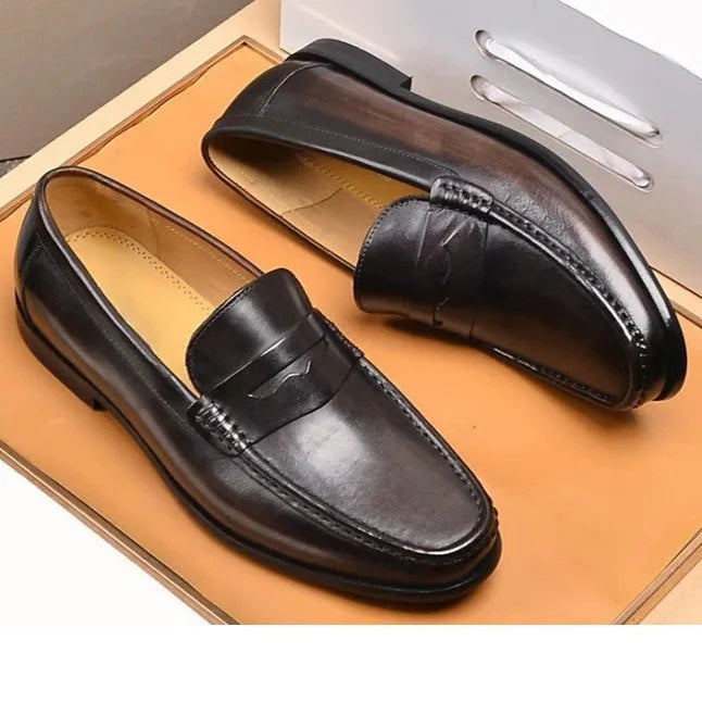 Męskie Wegańskie Mokasyny ze Sztucznej Skóry | Eleganckie Czarnie Wsuwane Buty