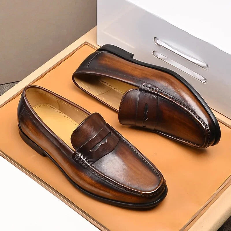 Męskie Wegańskie Mokasyny ze Sztucznej Skóry | Eleganckie Czarnie Wsuwane Buty